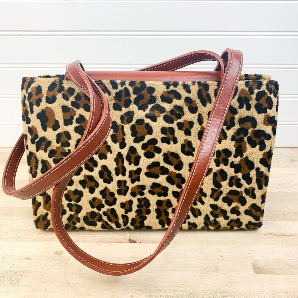 Cheetah Faux Fur Print Double Handle Shoulder Bag Tote Never Used